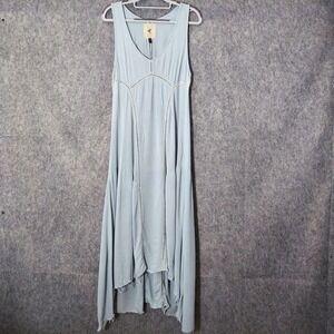 One Teaspoon Dress Xs Midi Crochet Crepe Gauze Cutoff Lagenlook Boho Coastal